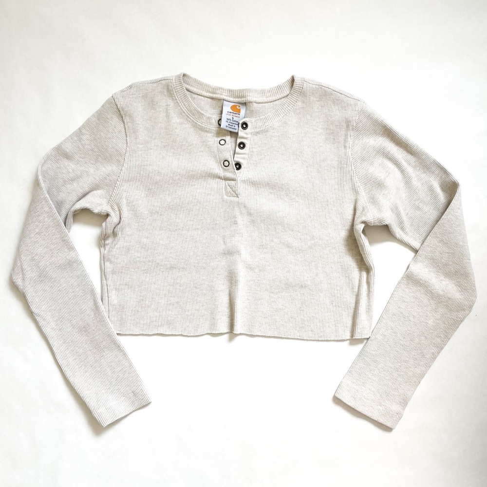 Vintage Carhartt Cropped Cutoff Thermal Henley Long-sleeve Tee